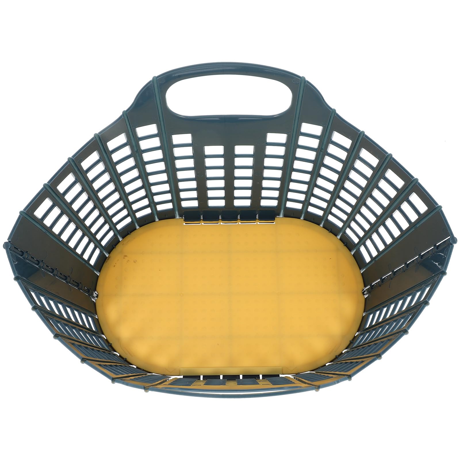Cesta de almacenamiento azul de plástico con asa para frutas y verduras en el hogar