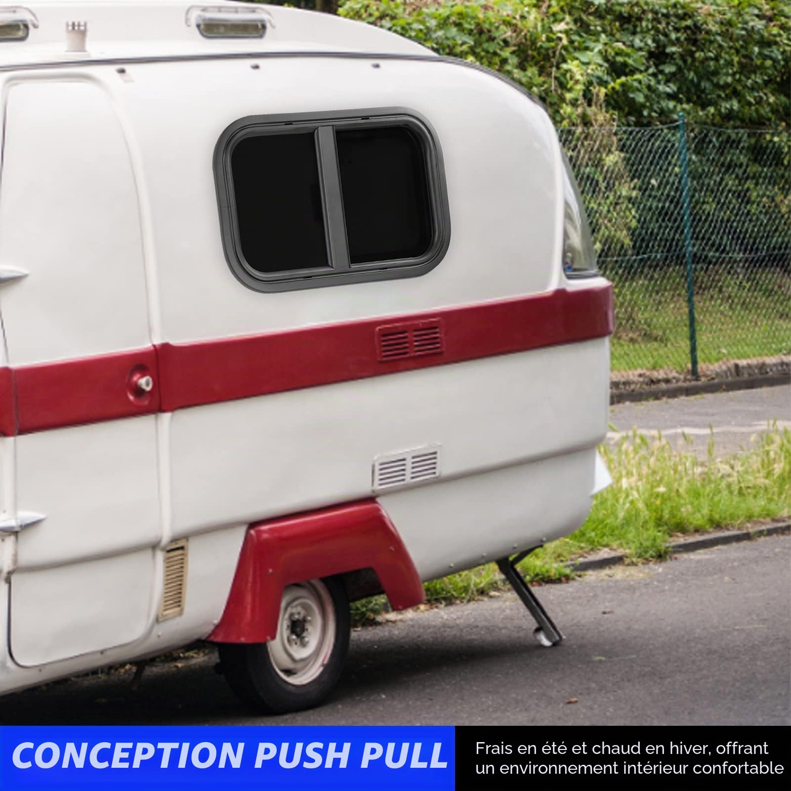 Fenêtre avec moustiquaire, fenêtre latérale de caravane, fenêtre latérale push-up, protection contre les insectes, protection solaire, moustiquaire pour fenêtre de caravane, camping-car, caravane