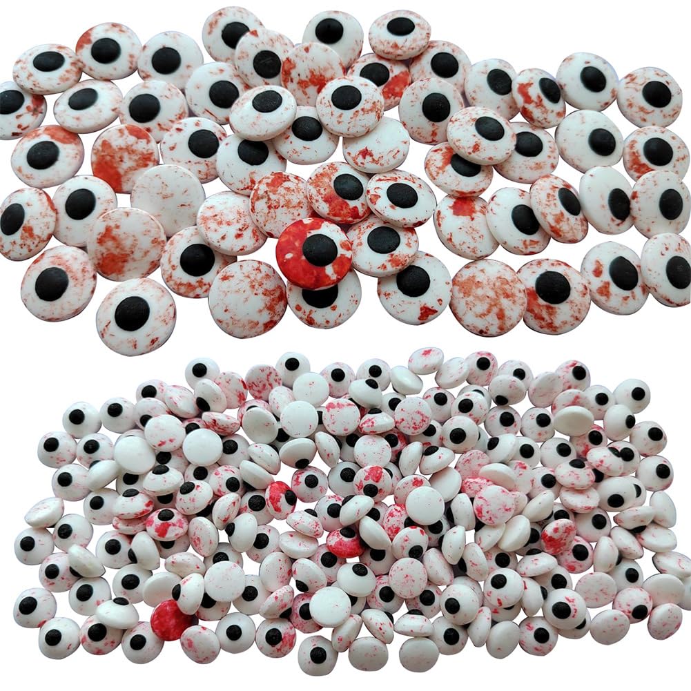 2 Bottles Candy Eyeballs Bloody Red Eyes Cake Cupcake Toppers Cookie Decorations,Two Size Mixed, Edible Dessert Sprinkles for Halloween Christmas Cake Cupcakes Decoration