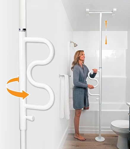 Stander Wonder Pole Plus Tension Mounted Floor to Ceiling Transfer Pole with 360 Rotating Double Grab Bar