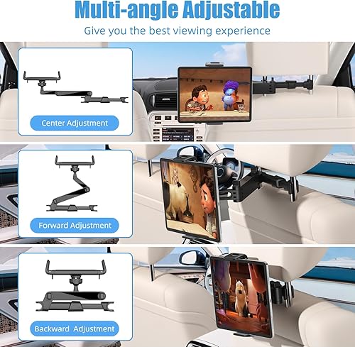 Miniatura 4 de Soporte universal para tablet para automóvil, asiento trasero, soporte universal para teléfono celular, ángulo giratorio de 360, ajustable,