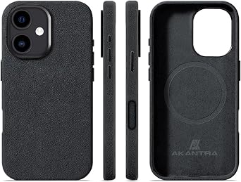Italy Alcantara Case for Phone17 Series,Handmade Fully-Wrapped Synthetic Suede Cover, Compatible with Mag-Safe Wireless Charging Black, Phone17 Pro
