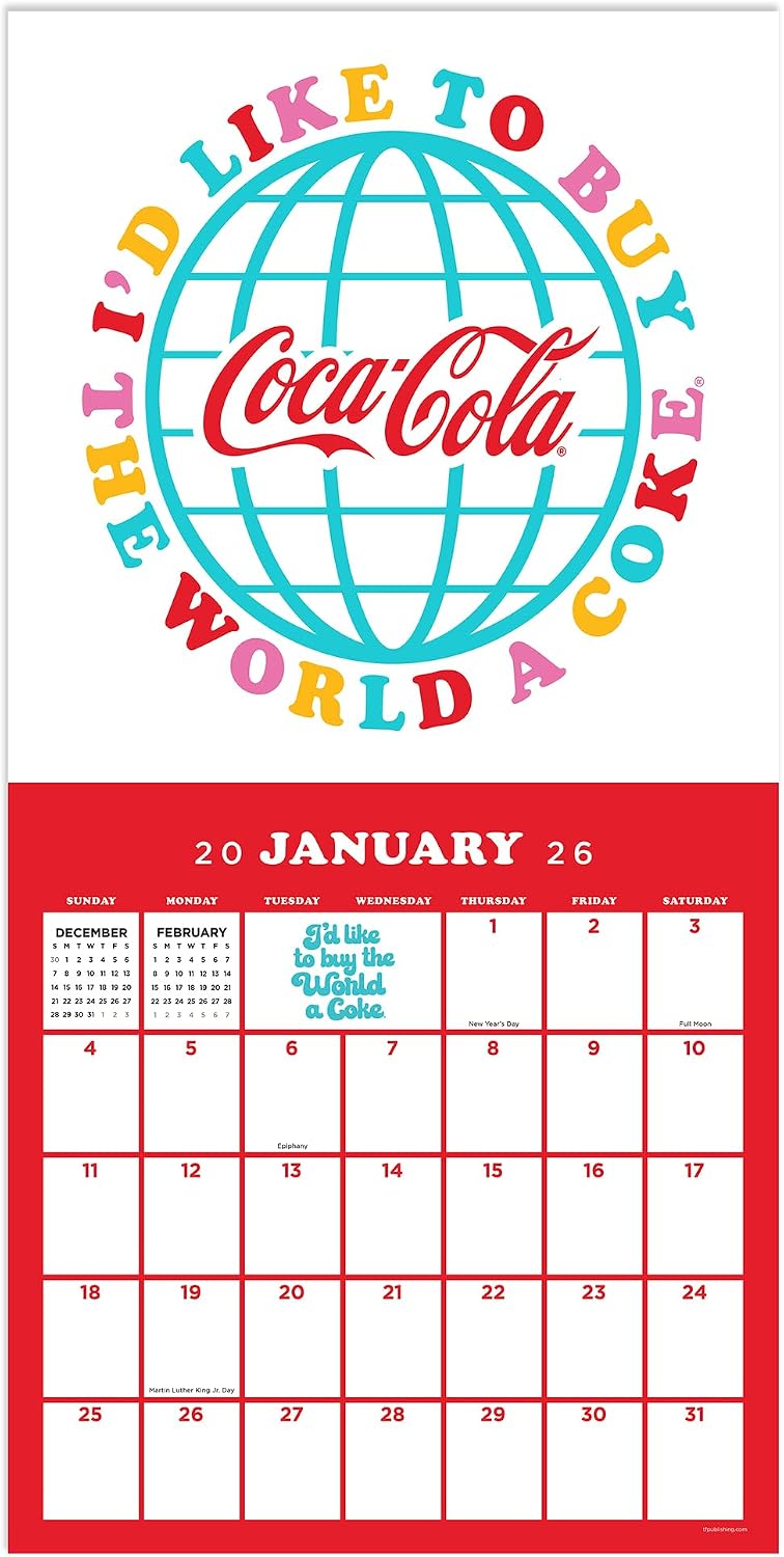 TF Publishing 2026 Coke Harmony Wall Calendar - Monthly 2026 Wall Calendar with Large Writing Grids, Premium Matte Paper & Easy Hanging for Home or Office Organization - 12in x 12in image 2