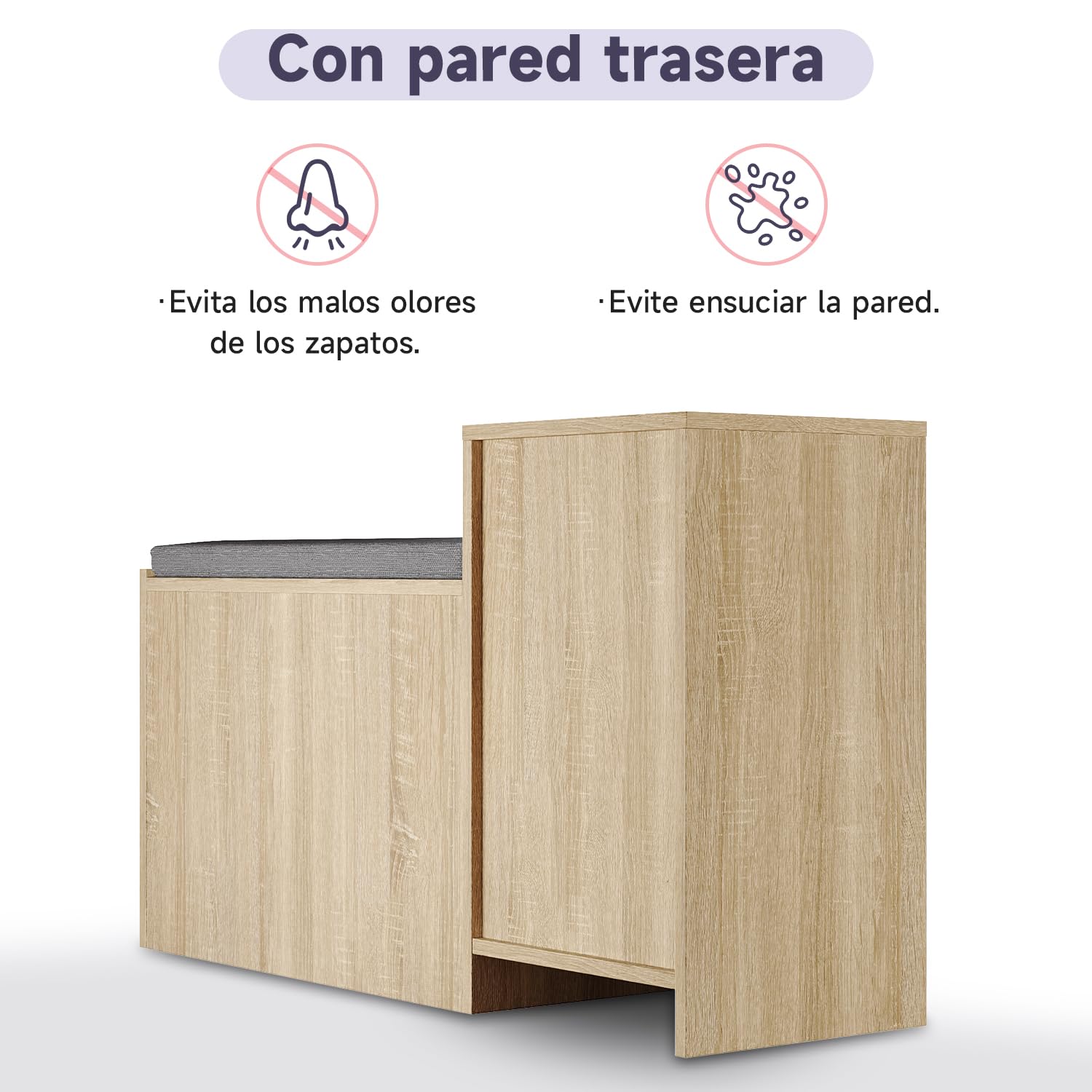 SONNI Banco Zapatero con Asiento Mueble Zapatero Entrada Recibidor Madera Moderno 94.5x30x57cm