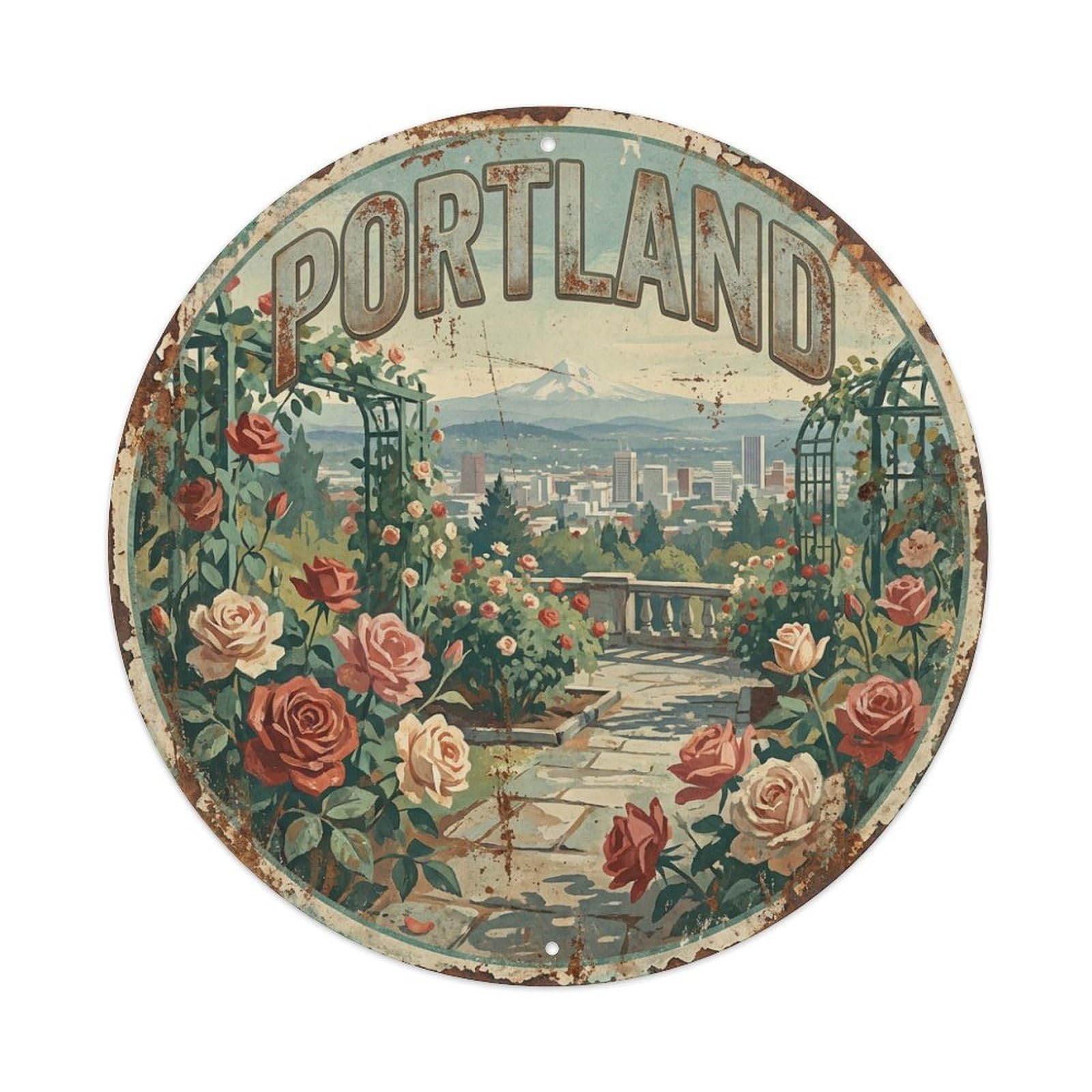 Tgrcjimh Style Metal Tin Sign Usa Retro Travel Portland