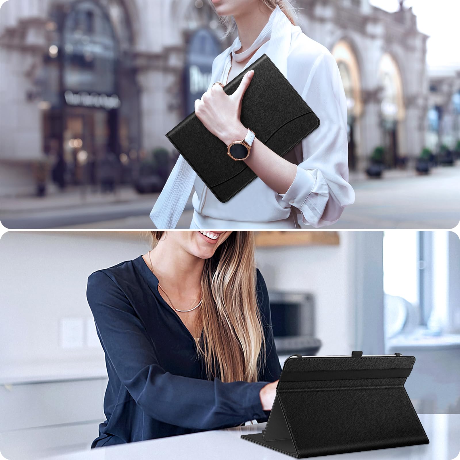 Funda giratoria universal para tableta de 9 a 11 pulgadas, rotación de 360 grados, funda protectora inteligente con bolsillo compatible con tableta de pantalla táctil de 9, 9.7, 10, 10, 10.1 y 6