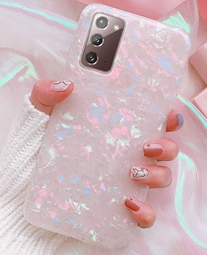 Miniatura 7 de J.west Funda para Galaxy Note 20 5G de 6.7 pulgadas, diseño de ópalo brillante con purpurina perla, translúcida, transparente, resistente, delgada,