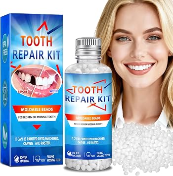 Tooth Repair Kit, Moldable False Teeth Beads, DIY Temporary Tooth Replacement Kit, Suitable for Missing, Broken and Chipped, Tooth Repair Beads Make You Smile Confidently