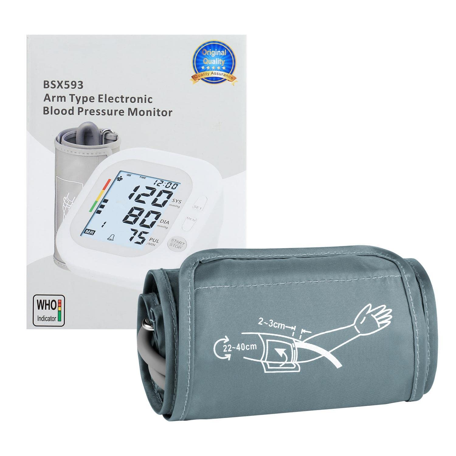 Casulo Monitor de presión arterial automático Máquina de presión arterial digital para uso doméstico con pantalla grande, brazalete ajustable para la parte superior del brazo