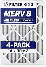 Filter King 14x30x2 Air Filter | 4-PACK | MERV 8 HVAC Pleated A/C Furnace Filters | MADE IN USA | Actual Size: 13.5 x 29.5 x 1.75"