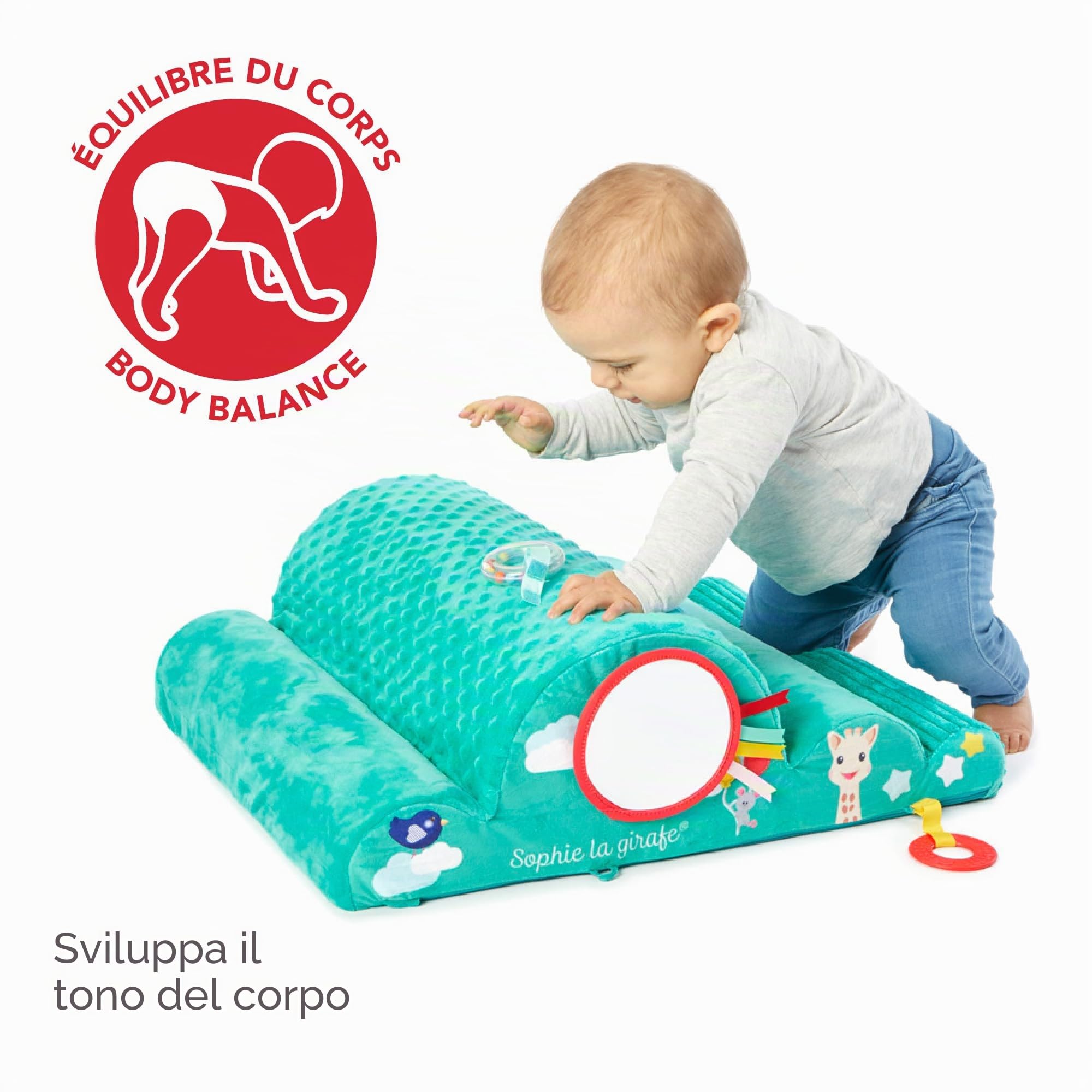 Sophie la Girafe - Nuvola Motricità 100% Schiuma - Da 6 Mesi | Giocattolo gomma 100% naturale e doudou attacca-ciuccio ben abbinati | sacchetto e biglietto inclusi | da donare subito