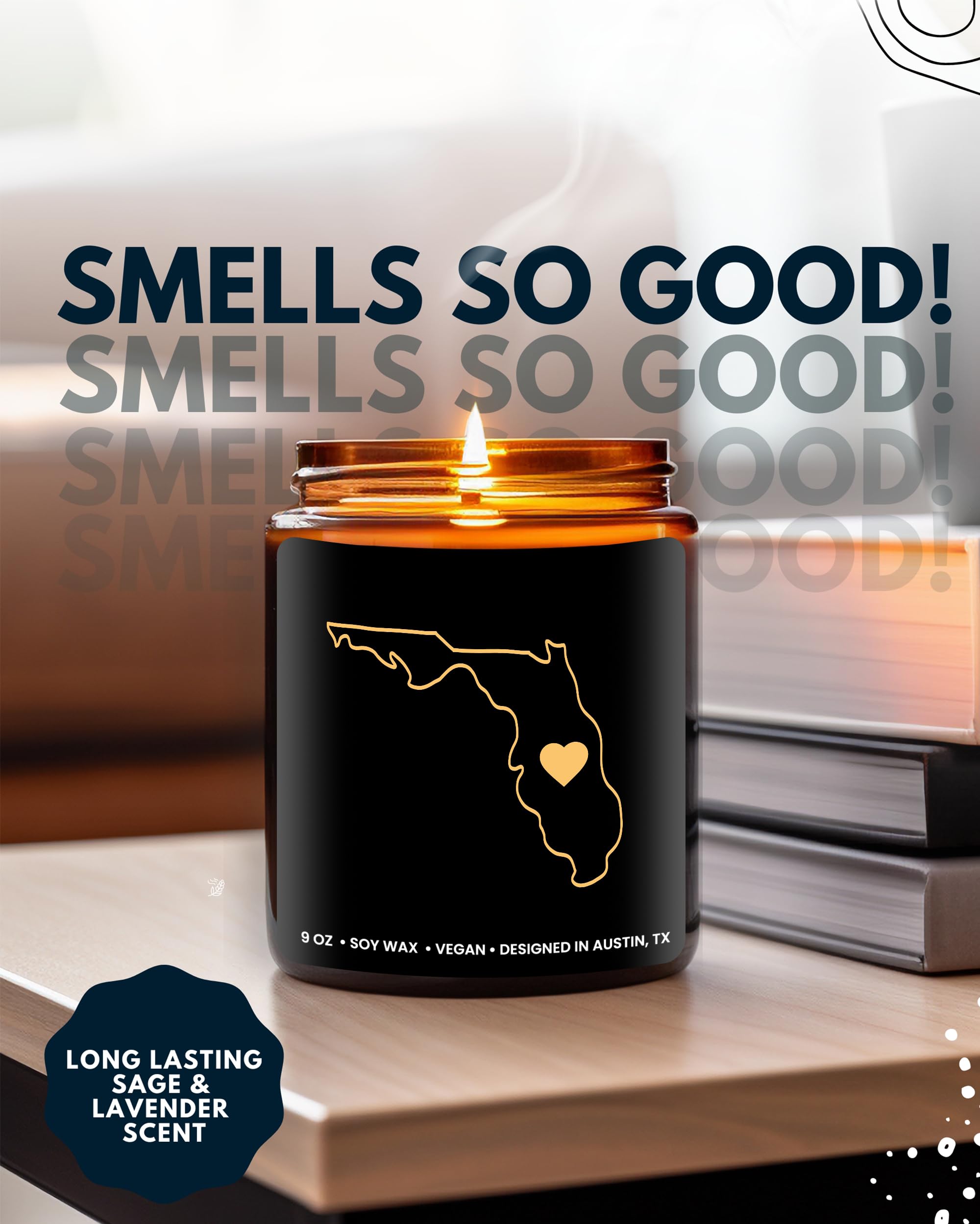 Florida Candle, Unique Florida Themed Gifts for Men and Women, Best State Souvenir Gifts for Moving Away, Thoughtful Home Sick Presents, Ideal for Birthday, Christmas, Graduation, Gift Ready
