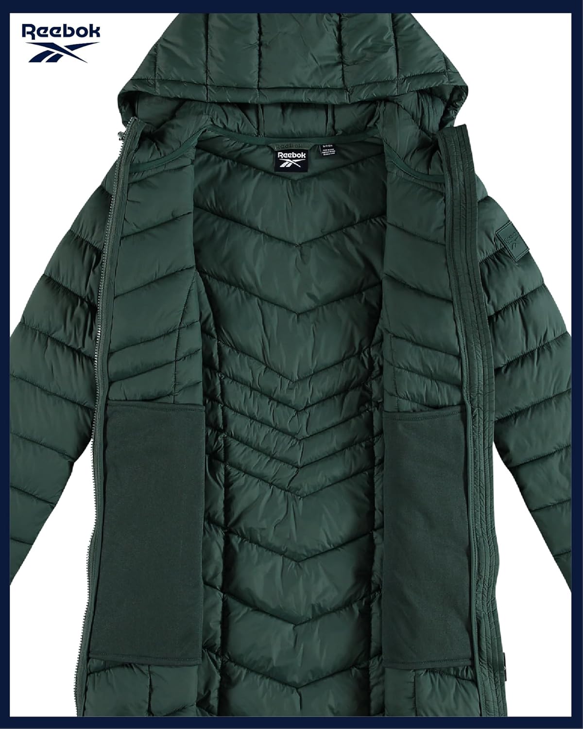Reebok Womens Long Puffer Coat - Midweight Long Parka Length Quilted Snow Winter Jackets for Women (Also in Plus Size 1X-3X) - Image 4