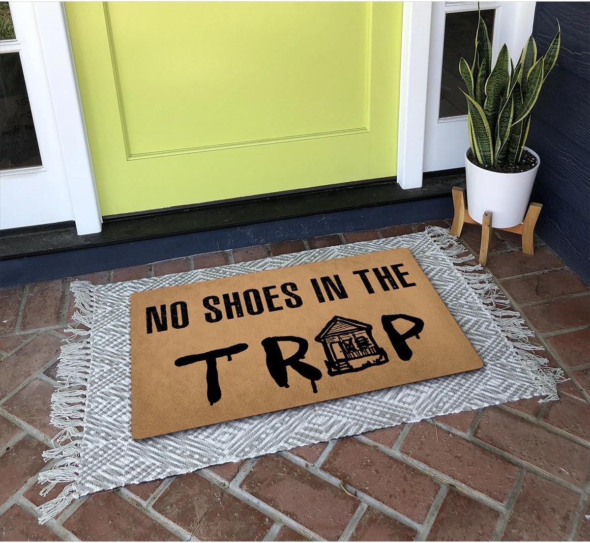 Funny Welcome Doormat For Entrance Way Indoor Front Porch Decor Rugs No Shoes In The Trap Personalized Funny Home Decor Mat Anti-Slip Novelty House Warming Gift Mats 23.7"(L) x 15.9"(W) Kitchen Rugs