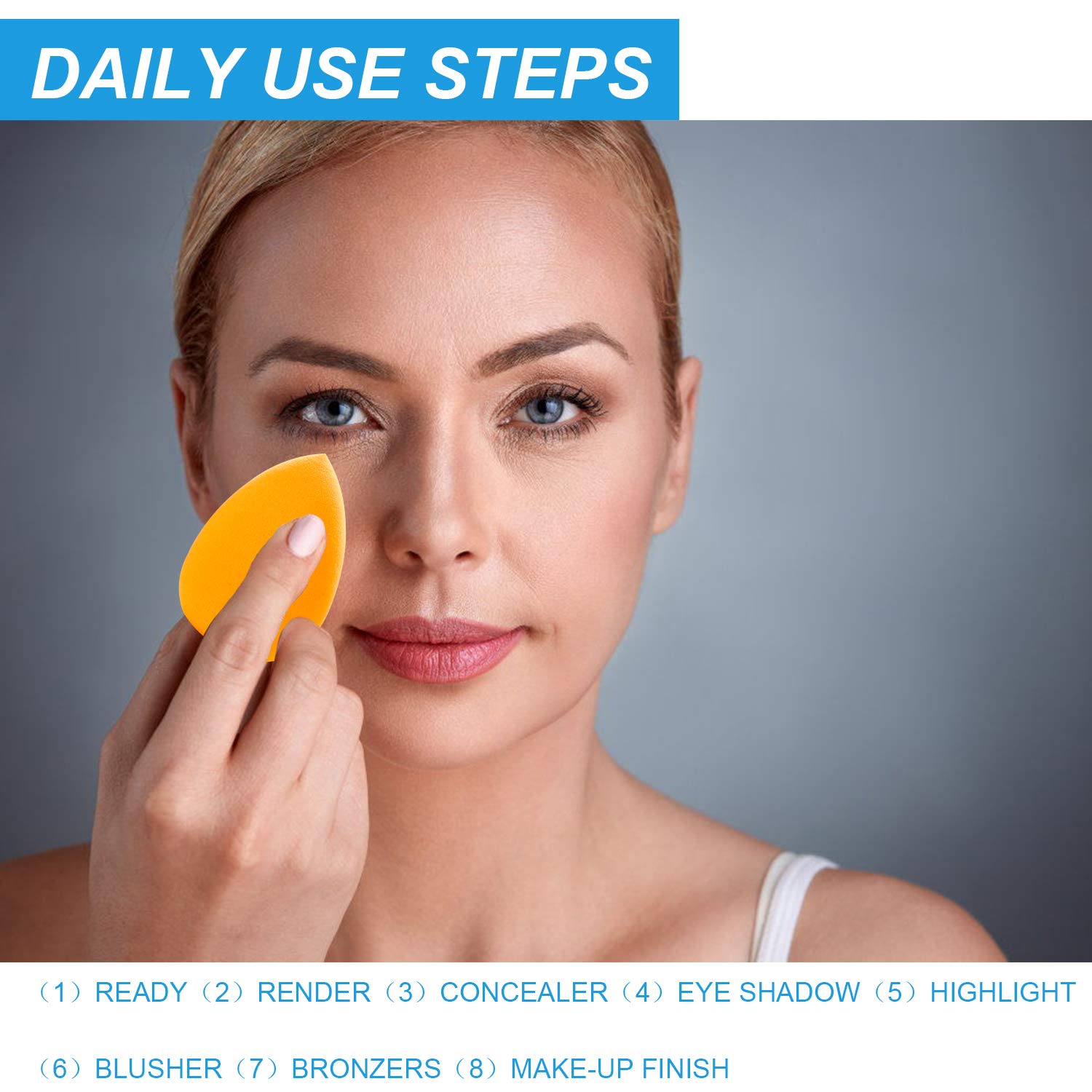 BeaHot - Esponja de maquillaje, 10 unidades, 2 formas, esponja de belleza con 2 soportes de esponja, base cosmética de belleza, mezcla de polvo para líquido, polvo, crema BB y protector solar