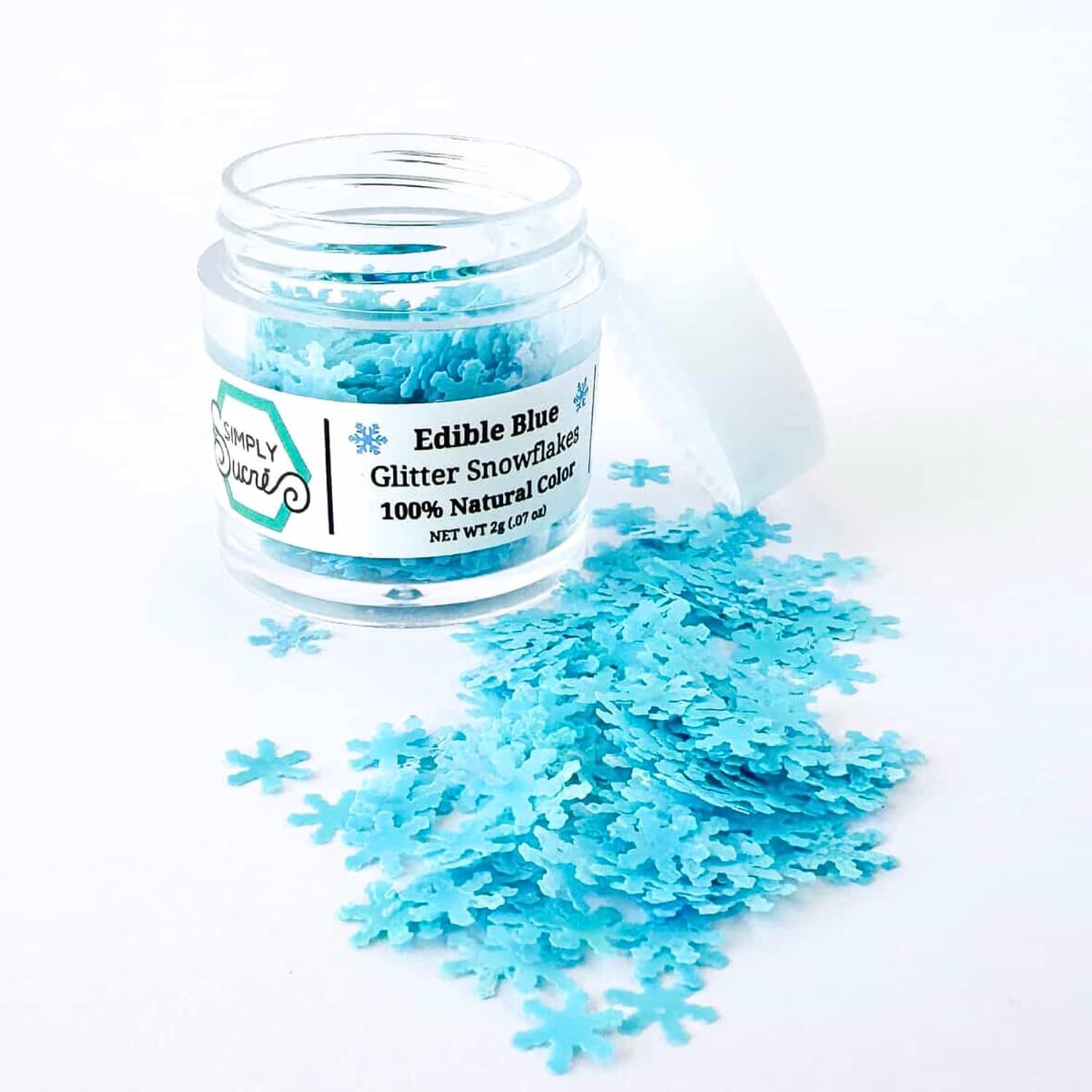 Dye-Free Edible Glitter Snowflakes - Vegan, Gluten-Free & Non-Toxic | Perfect for Cakes, Cupcakes, Drinks & Desserts by Simply Sucré (Combo, All 3 Colors)