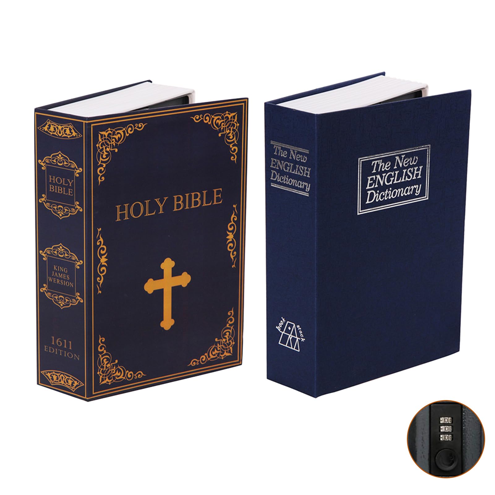 SEPOX® Twins Safe Book Lock Box, Safe Box with Premium Combination Lock - Dorm-safe & Versatile - Authentic Paper Cover - Sturdy Steel Interior - Storage for Cash & Valuables 2pcs Pack of Large Book