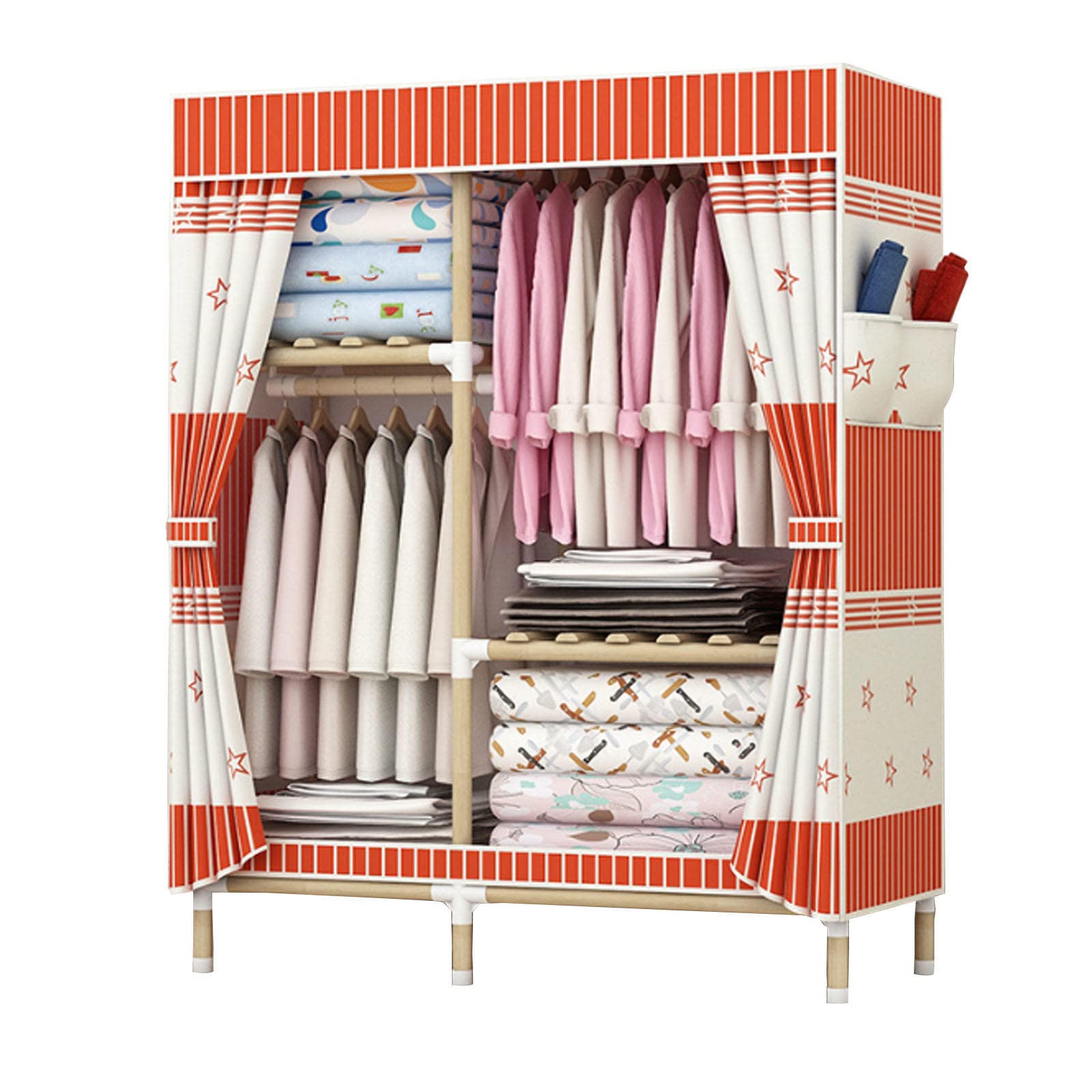 Placard à vêtements en tissu avec poches latérales pratiques