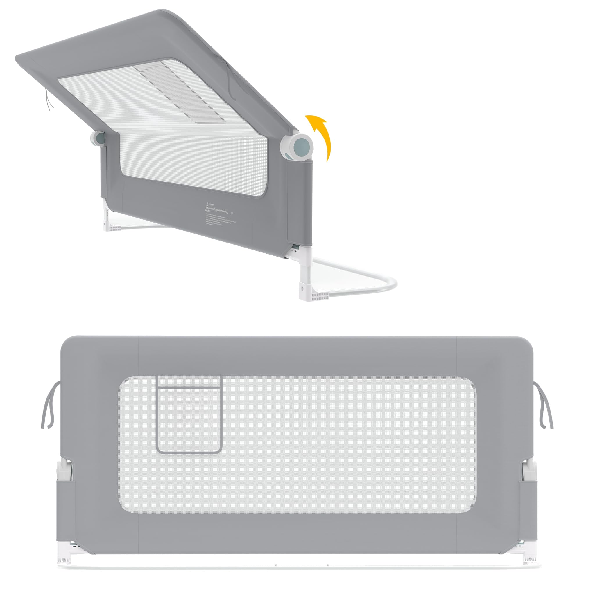 SUBTLETY Barrera de seguridad para cama de bebé de 1 lado, juego de barandilla plegable de 72 a 86 cm de altura ajustable, protección contra caídas, con bolsillos, 200 cm, para habitaciones de bebés y