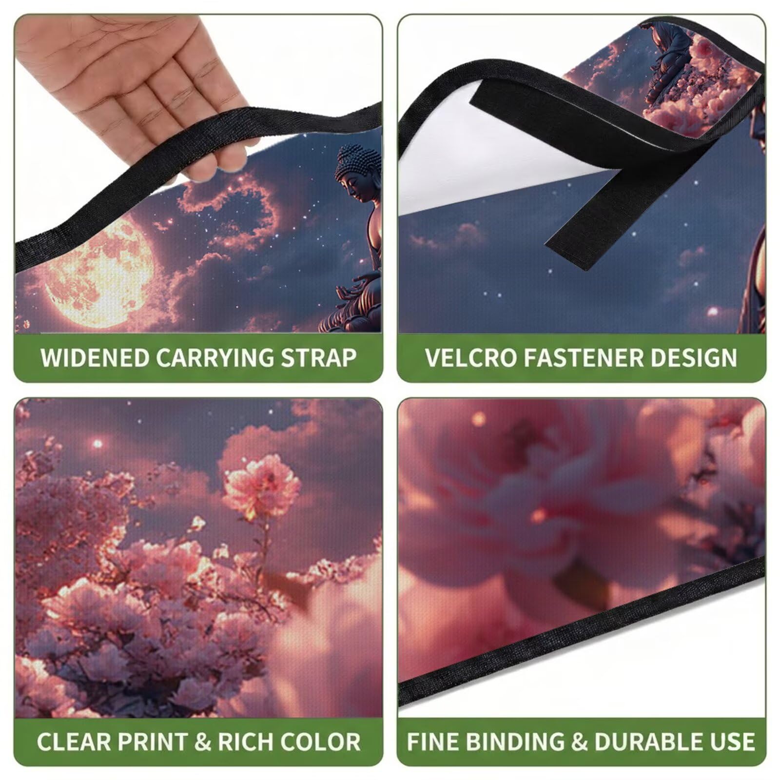 Couverture de Pique-Nique Grande 200x300cm,Outdoor Couverture Imperméable,Pliable Tapis de Plage Dos en PVC Anti-Sable,Picnic Blanket pour Camping Accessoires,Jardin,Parc - Lune,Fleur (3) UZ-425