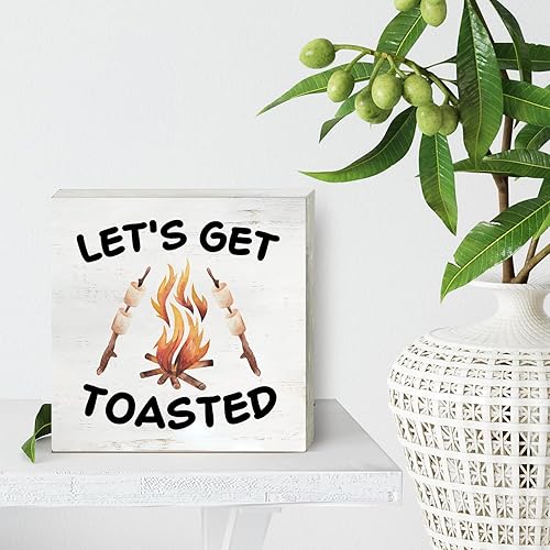 Miniatura 4 de Cartel de madera tostada para camping, decoración del hogar, rústico, camping, fogata, caja de madera, placa de bloque para decoración de escritorio