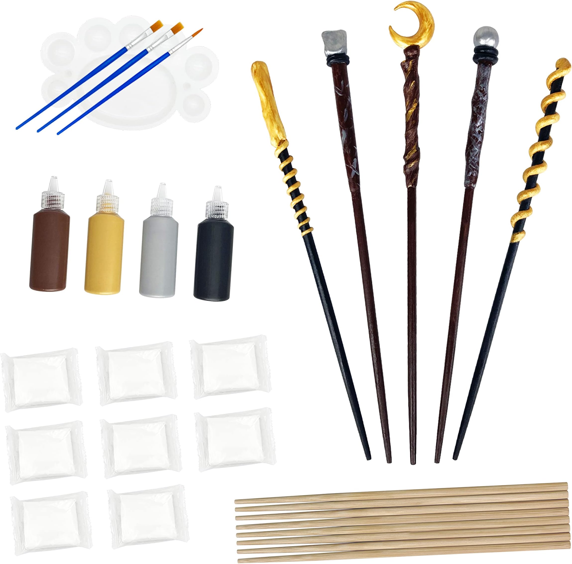 Magic Wand Making Kit for Kids Adults DIY Craft Set Wizard Birthday Party Supplies Make Your Own 8 Wands (24-Piece)