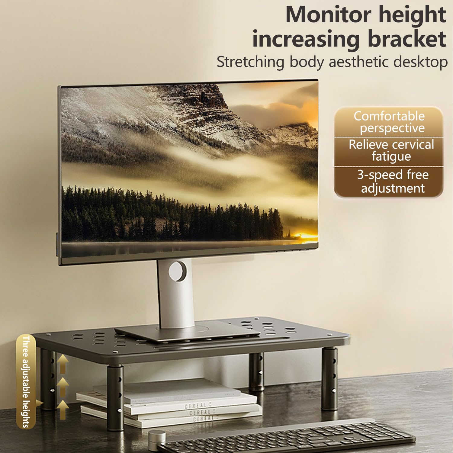 Self Leveling Computer Monitor Riser Computer Accessories Adjustable Ergonomic Monitor Stand Adjustable ...