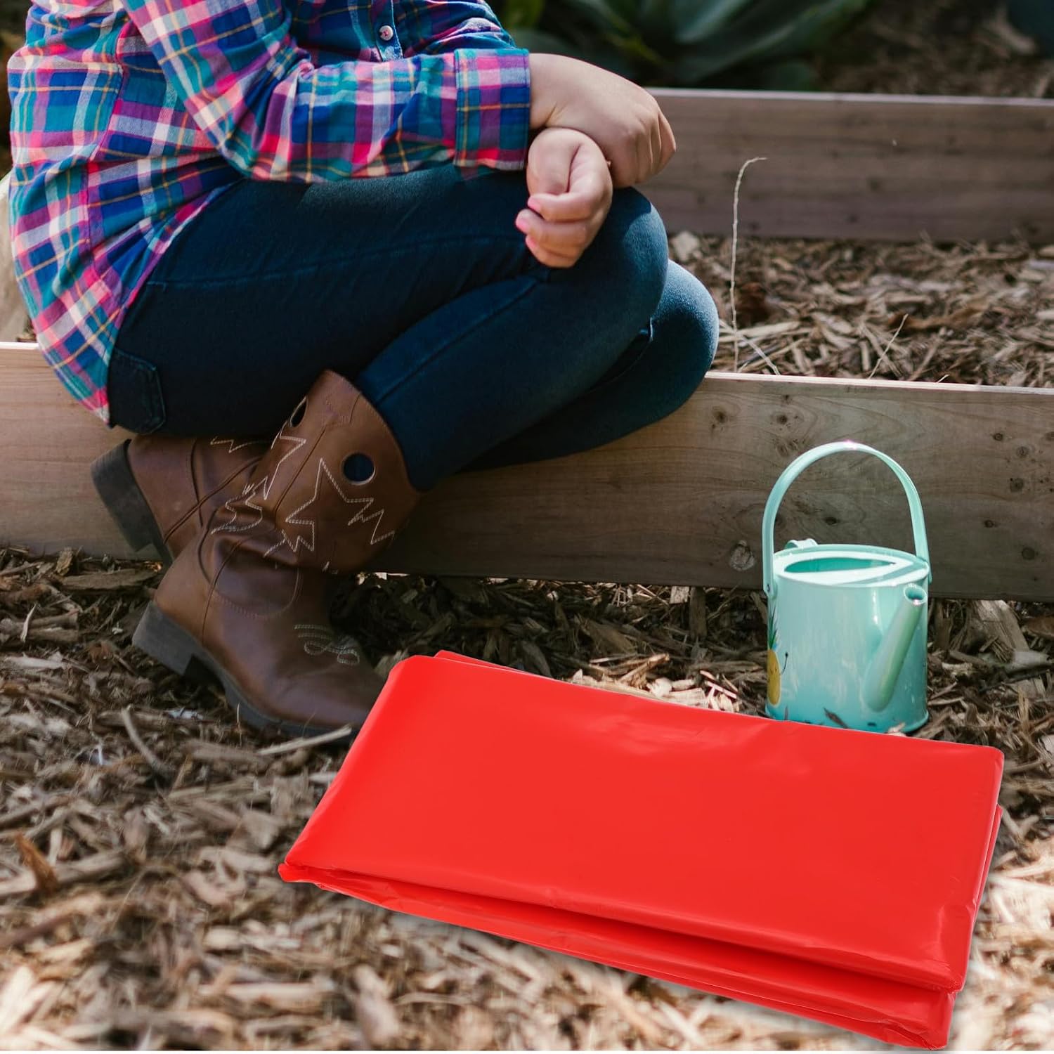 Yardwe Red Replaceable Plastic Mulch Film for Soil Land Covering in Farming and Gardening, Sturdy Plastic Land Cover Mulch Sheet for Growth Protection