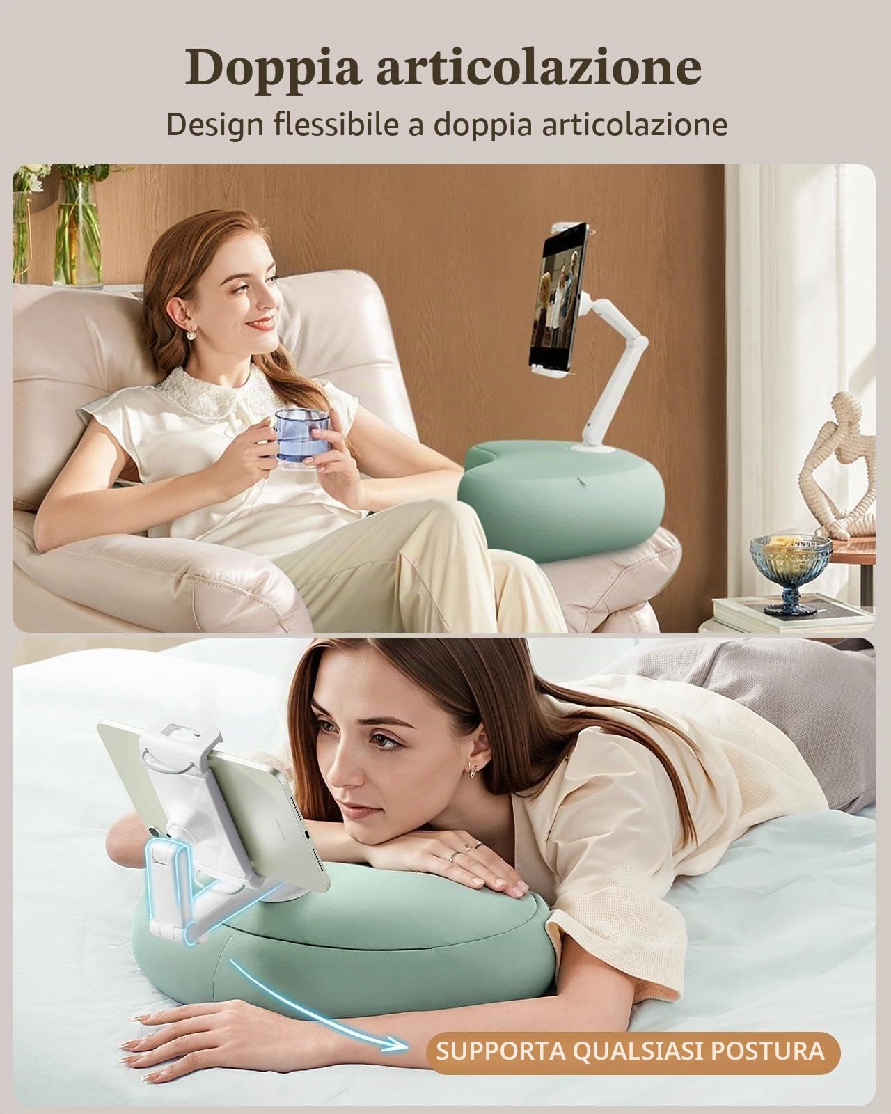 SAIJI Supporto per tablet Kindle, compatibile con Kindle da 4,7"-15,6", telefoni, tablet, iPad, monitor portatili, supporto per tablet regolabile a 360° per letto con braccio flessibile a doppio asse