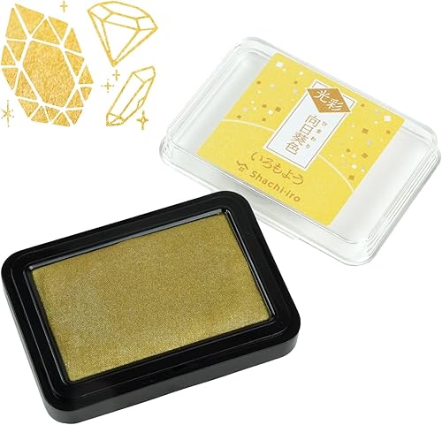 Miniatura 2 de Shachihata Almohadilla de tinta a base de aceite Iromoyo Kosai Glow Stamp Pad Himawari-IRO (girasol) Tinta japonesa tradicional color Japón