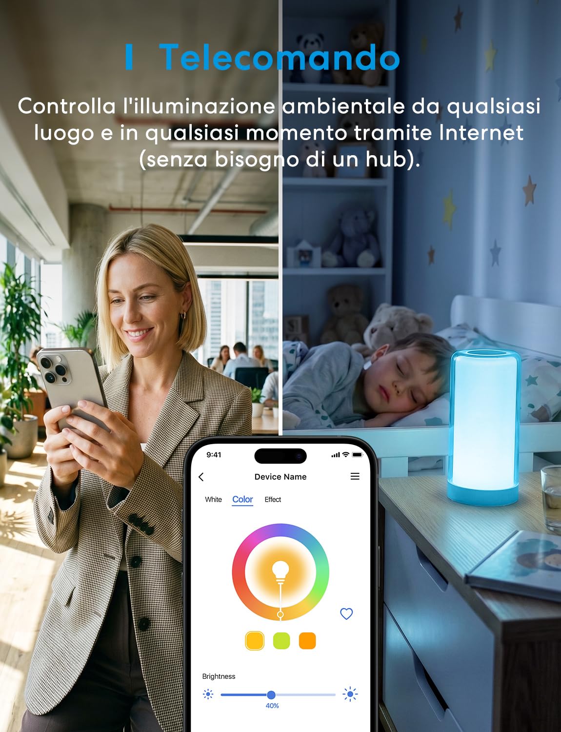 meross Lampada Smart da Comodino a LED, abat jour da comodino Portatile Compatibile con HomeKit, Alexa, Google e SmartThings, Luce Notturna LED Dimmerabile, per Camera da Letto, Soggiorno