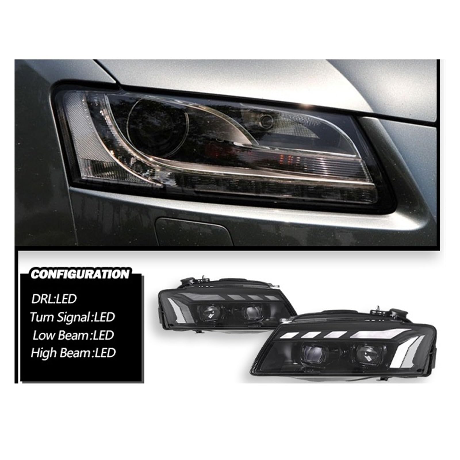 Car Compatible For Audi A5 2008-2011 Headlight Upgrade Modified To DRL Dynamic Turn Signal LED Headlight Auto Accessories