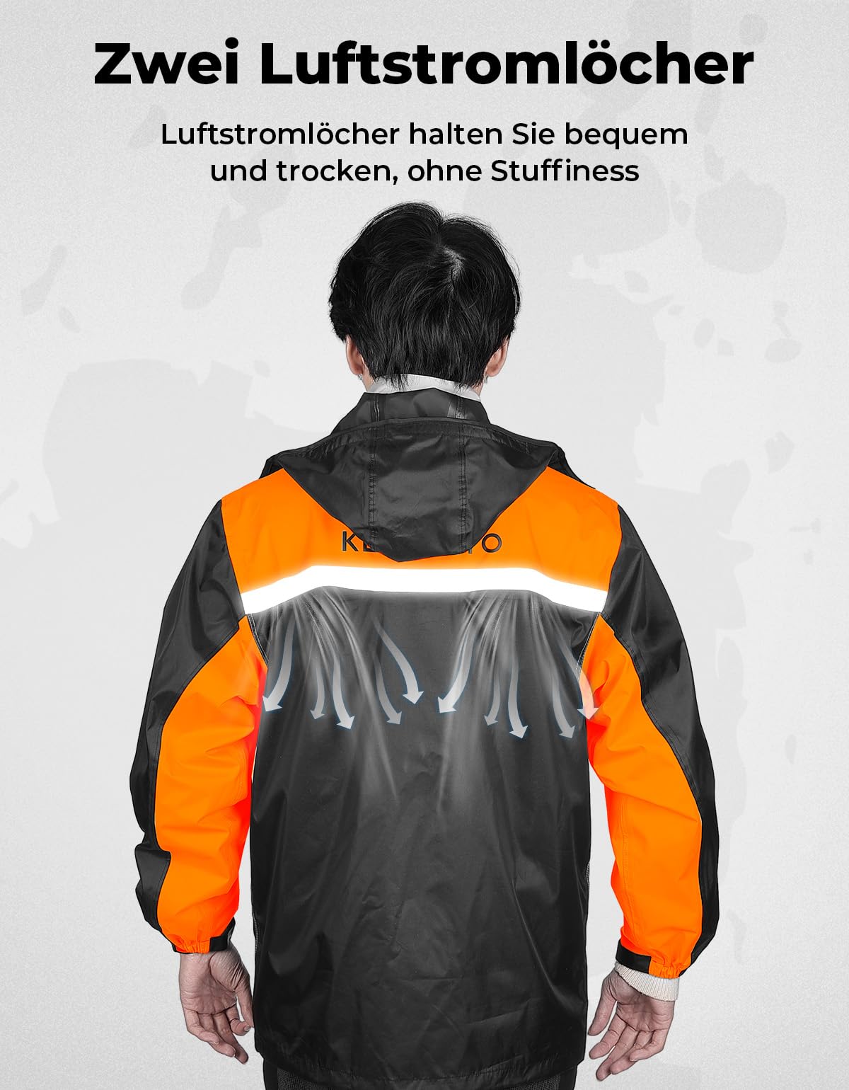 KEMIMOTO Chubasquero impermeable para hombre, transpirable, para camping, senderismo, viajes, ciclismo, naranja, L