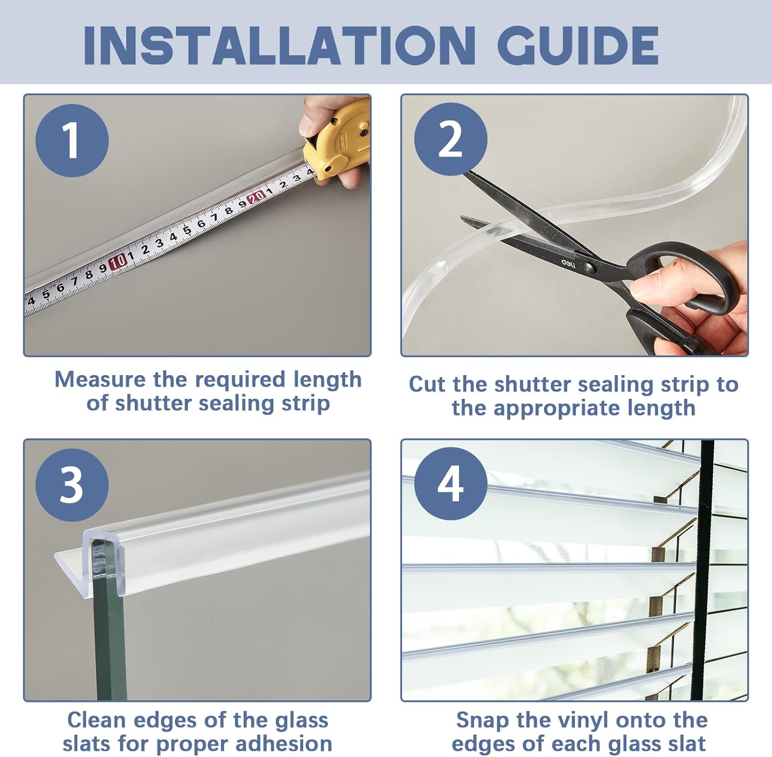 100ft Clear Jalousie and Louver Slat Vinyl Jalousie Window Seal Weatherproof Window Seal Strip Wind Rain Dust Insect Protection, Maintains Ventilation
