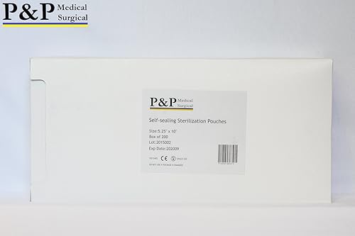 Miniatura 5 de Bolsas de esterilización autoadhesivos autoclave bolsas tamaño 5.25 " x 10 " Caja de 200 (hecha de alto grado de materiales), fabricado por P & P