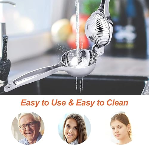 Miniatura 6 de Exprimidor de limón de acero inoxidable, exprimidor manual de cítricos con rallador, ideal para limones, limas y más