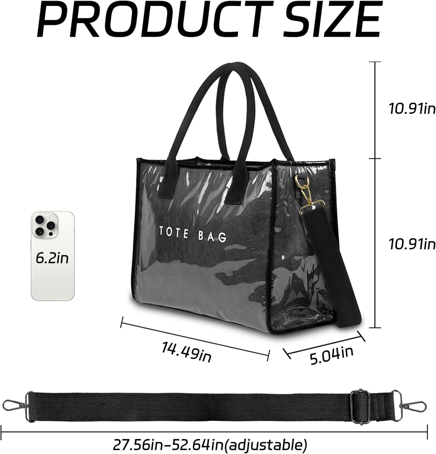 PVC Tote Bag for Women Letters Print Hobo Handbags Kraft Paper Shoulder Bag with Strap for Work Travel - Image 3