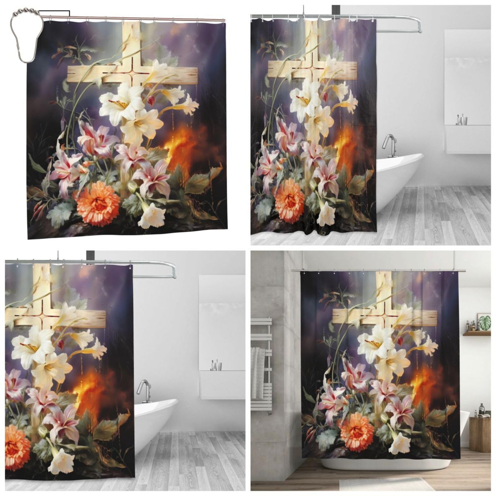 Rideau de douche anti-éclaboussures lavable 183 x 183 cm