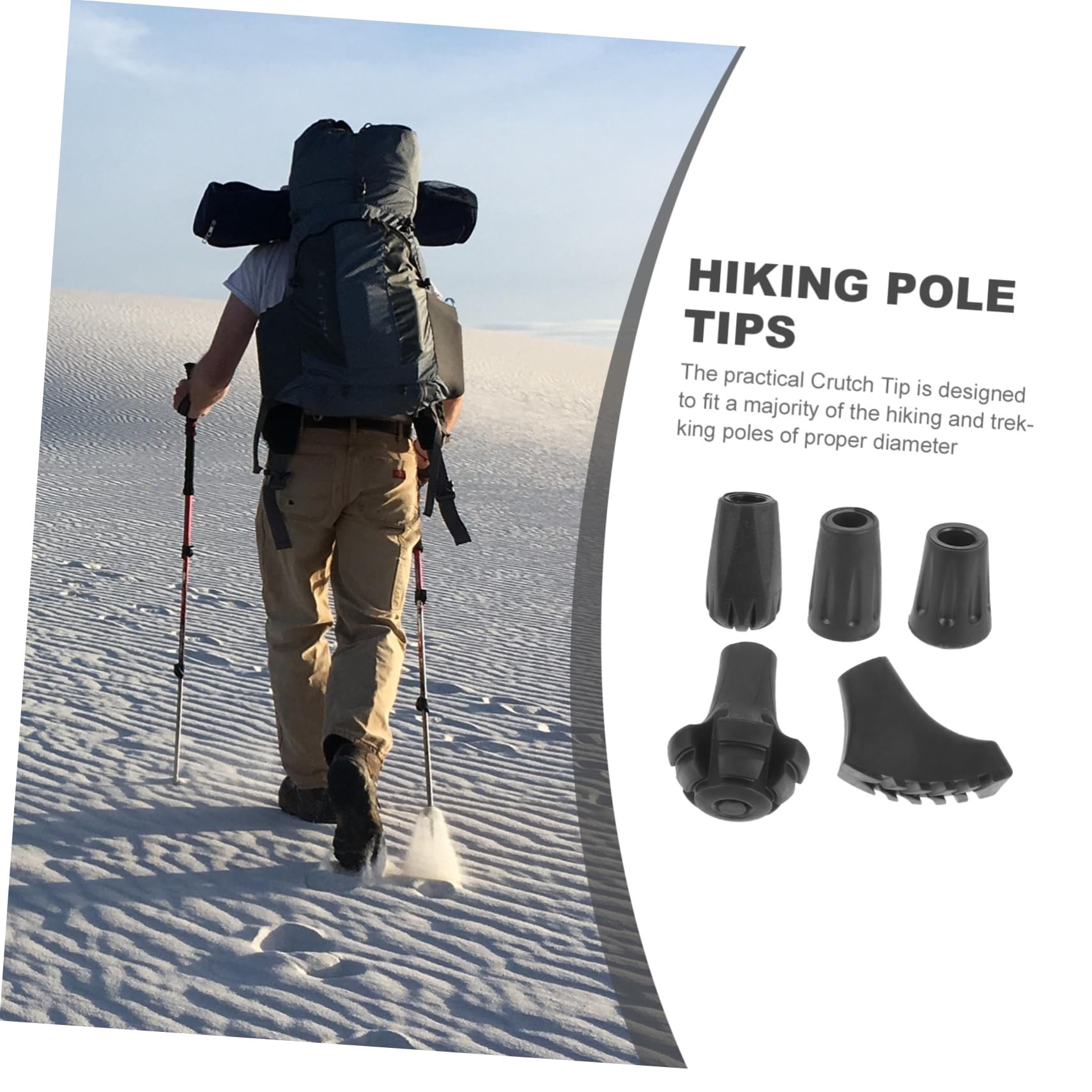 BESPORTBLE Trekkingstockpolster Trekkingstöcke Zubehör Gummifuß Für Wanderstöcke Tipps Zum Austausch Von Wanderstöcken Stangen Krücken Zubehör Krückenfußpolster Stock Black 5st