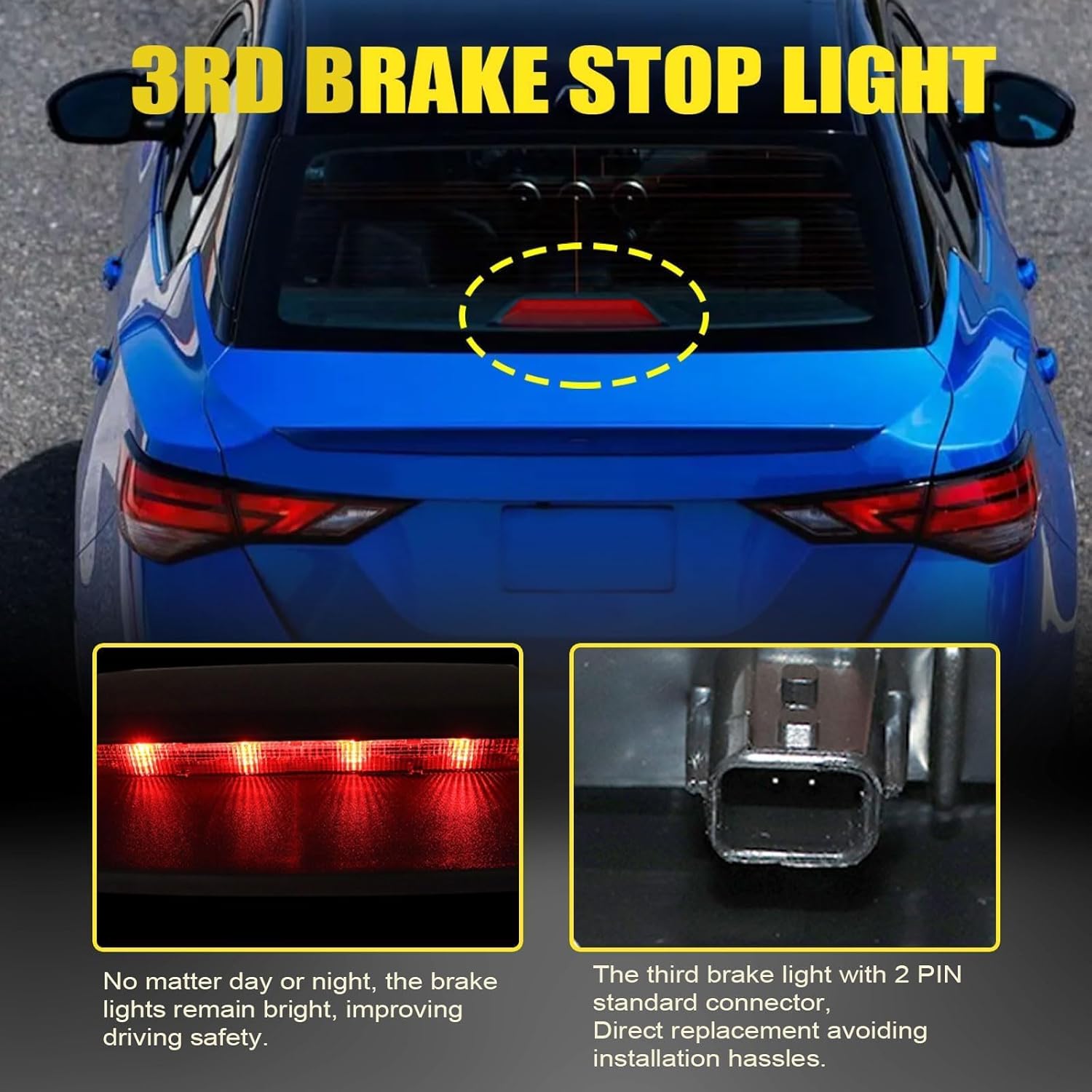 SecosAutoparts 3rd Third Brake Light, High Light Brake Tail Lamp #26590-3RA0B 26590-3SG0B Compatible with Nissan Sentra Sedan 2012-2018 Rear Center LED High Mount Stop Lamp Assembly