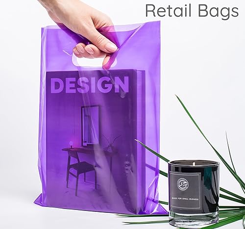 Miniatura 8 de Bolsas de mercancía 200 bolsas de 200 bolsas de color verde azulado y morado de 9 x 12 pulgadas, 1.5 mil de grosor, brillantes con asas Verde