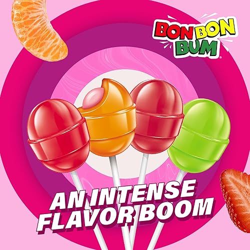 Miniatura 9 de Colombina Bon Bon Bum - Paletas con centro de chicle, paquete surtido de paletas envueltas individualmente, sabor Lulo, fresa, fresa intensa y