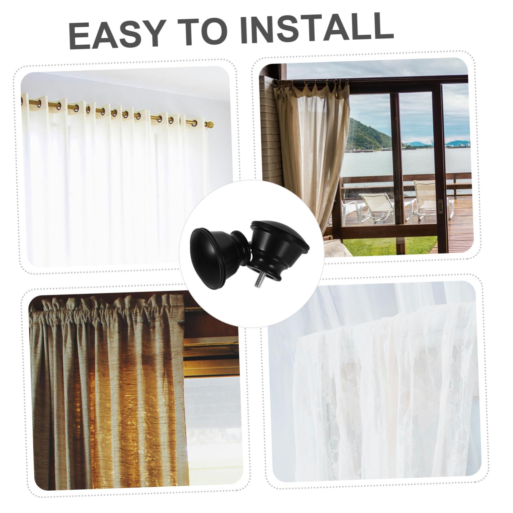 Lot de 10 embouts fins pour tringle à rideaux - Accessoires de décoration d'intérieur élégants - Facile à installer - Design moderne