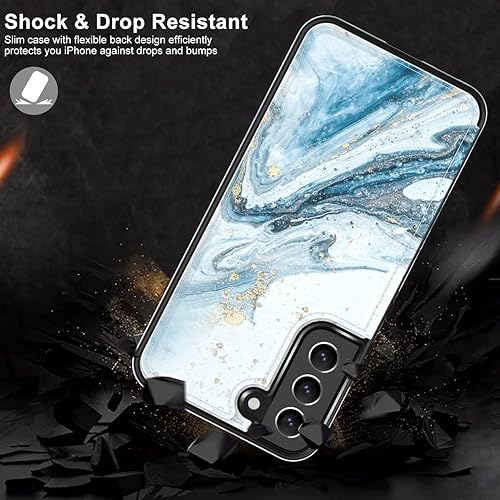 Miniatura 5 de LETO Funda para Galaxy S23, funda de piel tipo cartera con tapa y diseño de flores de moda para niñas y mujeres, con ranuras para tarjetas, función