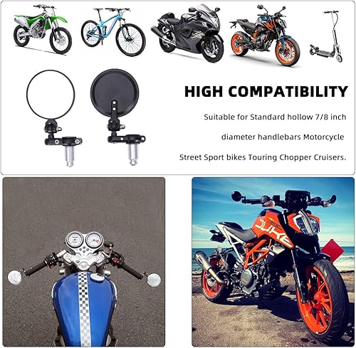 Miniatura 9 de goodfitment - Espejo de extremo de barra de motocicleta, espejos laterales universales de 78 pulgadas con mango retrovisor compatible con MT09 MT03