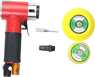 GVPE Corporation Pneumatic Angle Sander Kit – 2” & 3” Air Orbital Sanding Tool with Backing Pads & Accessories