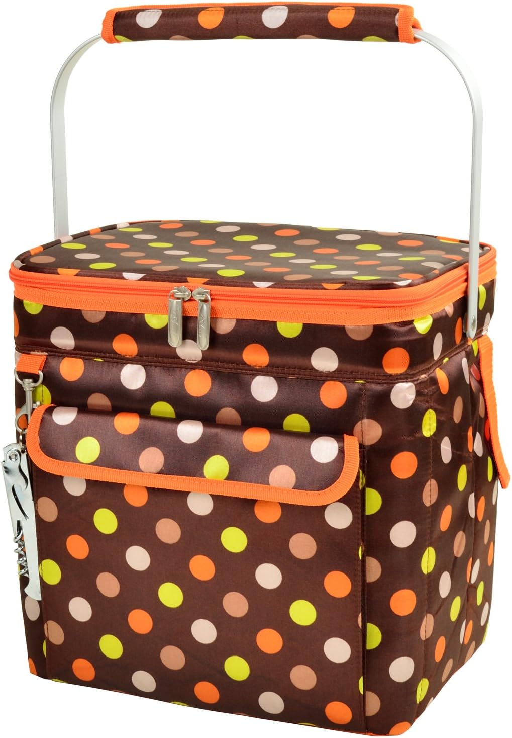 Picnic at Ascot 6 Bottle Insulated Wine Tote- Collapsible Multi Purpose Cooler - Julia Dot