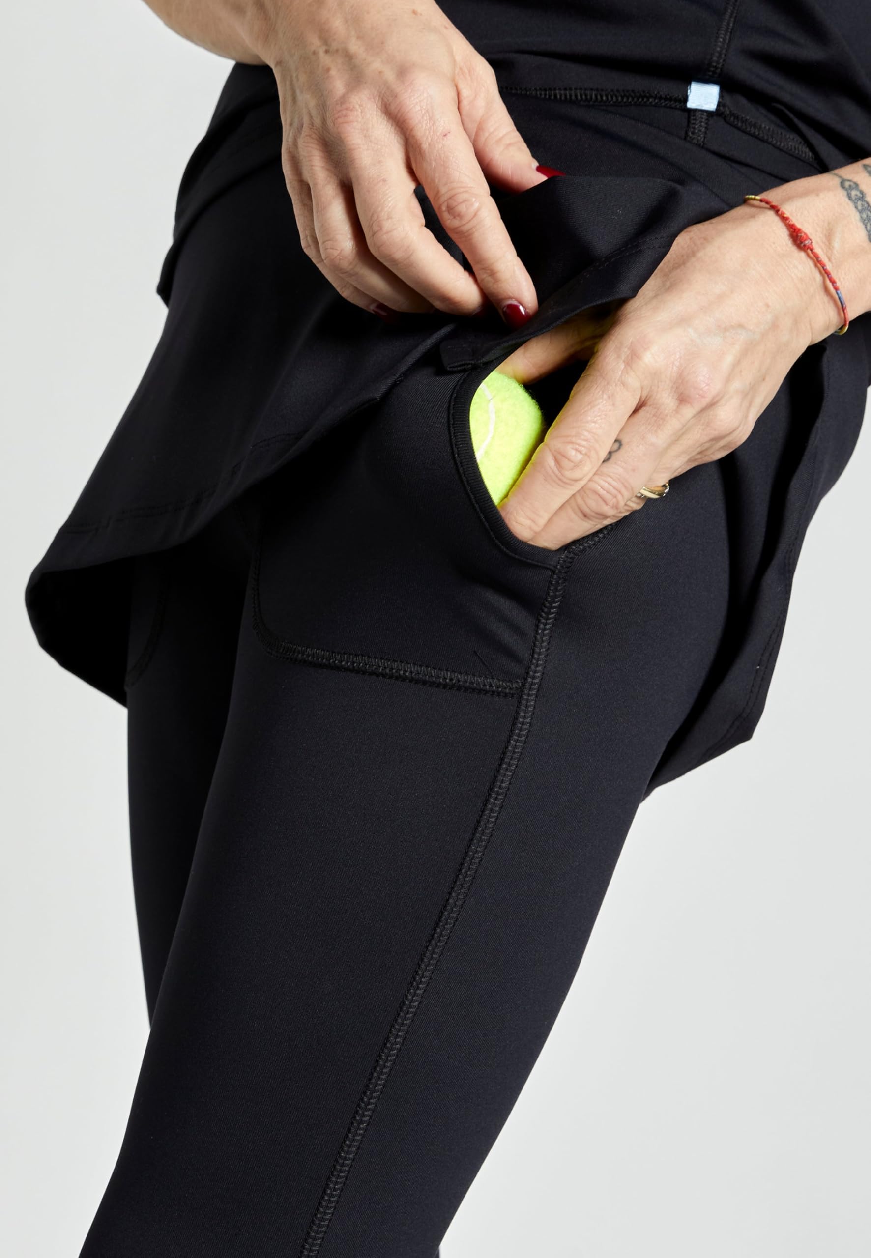 Sportkind Ragazze & Donna 2 in 1 Gonna Tennis con Tasche & Leggings Lunghi, Gonna Pantaloni Yoga con Gonna, Sport Skapri
