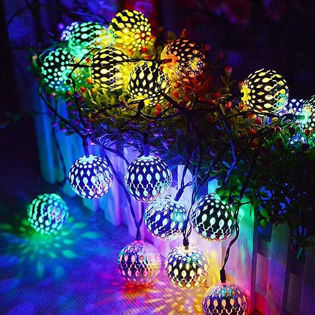 M.best Solar String Lights Outdoor, 23Ft 50 LED Solar Fairy Lights for Outdoor Use with Ball 8 Modes Waterproof Fairy Lights Outdoor Solar for Garden