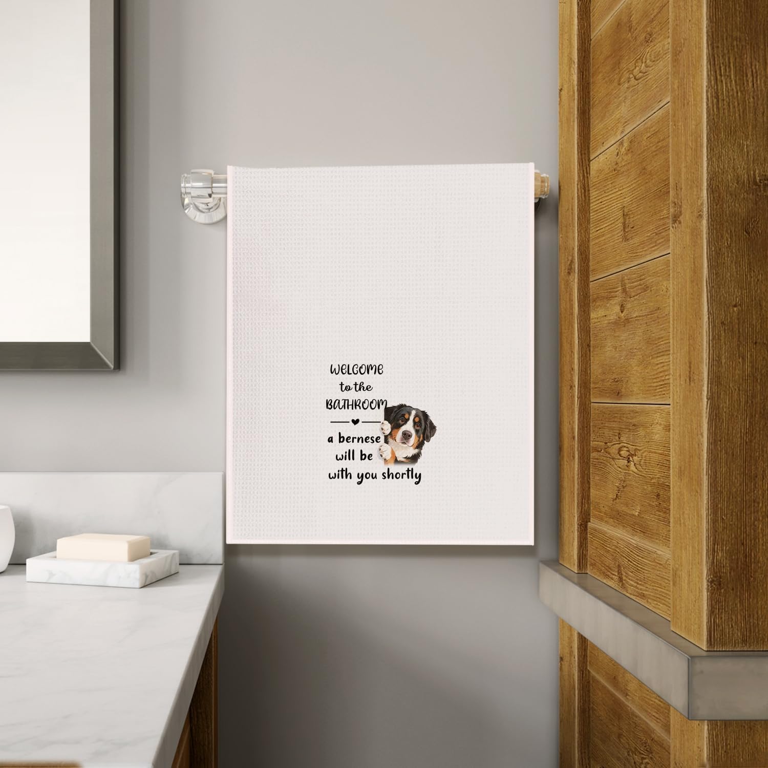 Funny Bernese Mountain Dog Bathroom Hand Towels, Bernese Mountain Dog Gifts for Women Men, Dogs Lover Gifts Decorative Hand Towels for Bathroom Restroom Washroom, 16x24 Inch - Image 4